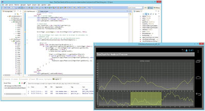 You can designtime runbreak into TeeChart Java Android code from and emulator or live device.